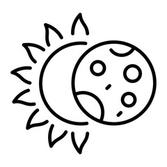 Obraz premium An outline style icon depicting solar eclipse