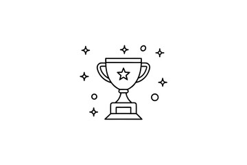 trophy icon with sparkles winning award achievement success