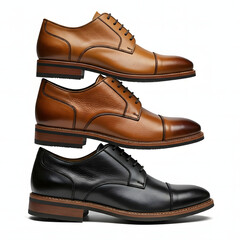 leather shoes on white background