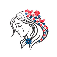 Girl with a floral hairstyle and elegant beauty illustration