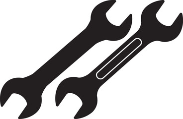 Two black wrenches in silhouette