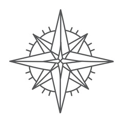 Simple compass rose symbol in doodle style — creative vector icon for maps or UI elements