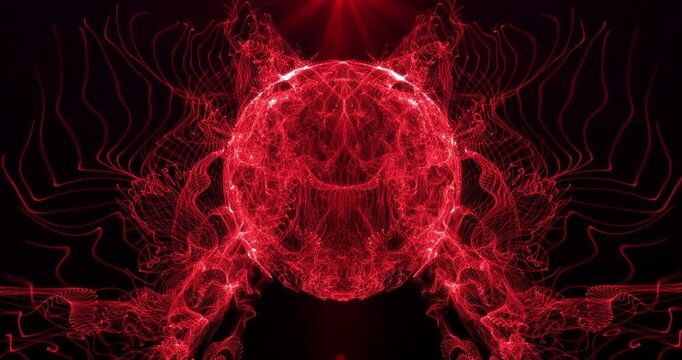 Red fractal shape in the space. Loop