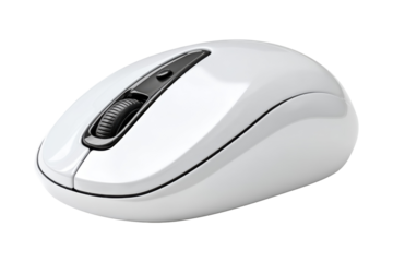 Wireless Computer Mouse: A pristine, modern wireless computer mouse, designed for comfortable and efficient navigation. Features a scroll wheel and sleek ergonomic design.