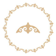 Golden ornate round border frame surrounds a beautiful decorative pattern.