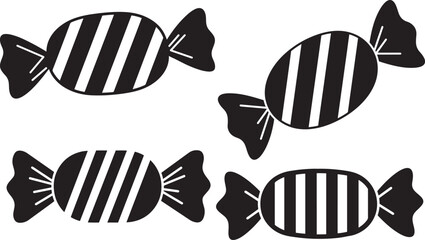 Four striped candy wrappers silhouette