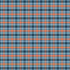 Classic Plaid Pattern Background - Seamless Blue and Orange Tartan Textile
