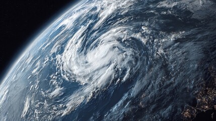 Fototapeta premium Satellite View of Earth Rotating with Weather Patterns in High Resolution Capturing a Dynamic Atmosphere and Surface Colors