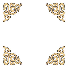 Beautiful ornate scrollwork patterns gracefully decorate all four corners of a blank frame.