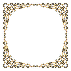 An elegant decorative frame with swirling beige and black lines forms a beautiful border.
