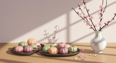 Traditional Rice Cake on wooden table