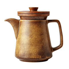 Rustic Ceramic Teapot: Earthenware Pitcher with Wooden Lid