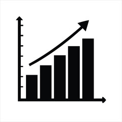 Growth Chart Silhouette Vector Icon - Financial Business Success Symbol EPS 10