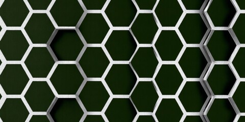 Fototapeta premium Stunning Geometric Green Seamless Hexagonal Patterns with Depth for Modern Design and Decoration