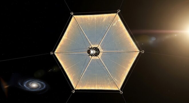Spacecraft with hexagonal mirror array exploring the vast universe