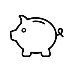 Piggy Bank Outline Vector Icon - Money Saving Symbol EPS 10