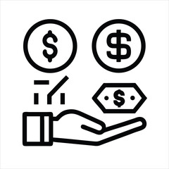 Save Money Icon - Hand Holding Dollar Salary Investment Vector EPS 10