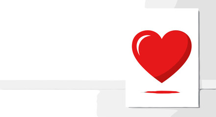 Single red heart graphic on clean white background offers a symbolic representation of love and health. Simple heart icon highlights feelings of affection.