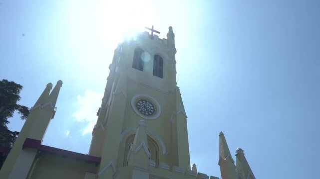 Christ Church Shimla with Sunrays &ndash; Gimbal Zoom Out Shot