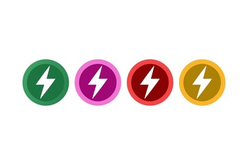 Colorful Lightning Bolt Icons Depicting Energy and Power in Playful and Modern Style Design Concept with a Clean White Background