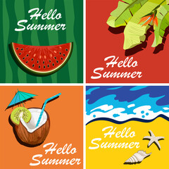 Collection of summer vector banners.Vector collection of bright colored banners with summer theme.
