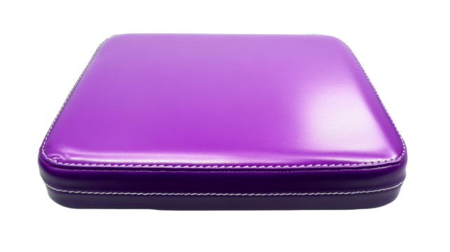 Bright purple cushion with smooth texture on transparent background