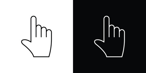 Pointing hand icon vector logo outline. thin line symbols