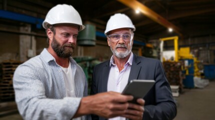 Collaboration between engineers and managers manufacturing facility business meeting industrial environment close-up teamwork dynamics