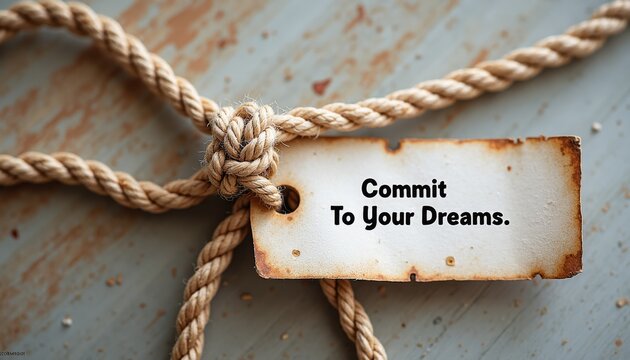 Inspirational Message on Tag with Rope for Motivation and Goals