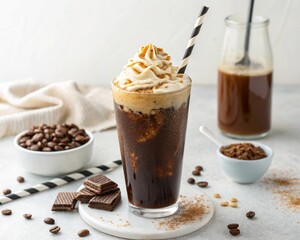 Coffee milkshake with white background.




