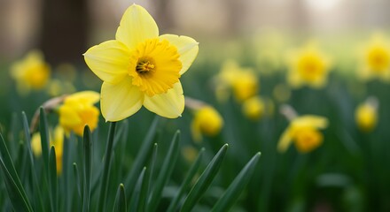 Cheerful Yellow Daﬀodil Spring Awakening