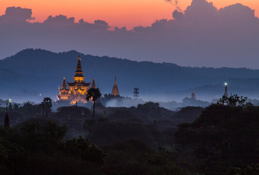 Pagodas and temples of Bagan, in Myanmar, formerly Burma, a world heritage site