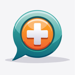 Fototapeta premium Health Symbol: A clean and vibrant medical symbol of cross, encapsulated within a speech bubble, symbolizes healthcare, emergency services, and the essence of well-being.