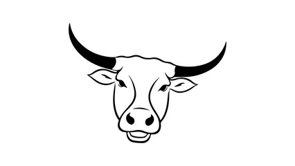very simple thin lines art vector illustration of a cute cow head shape