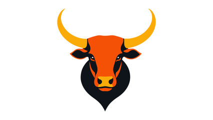 orange and dark blue cow/bull head shape with yellow horns vector illustration