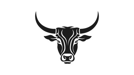 cow head one color shape silhouette with beautiful lines on the face