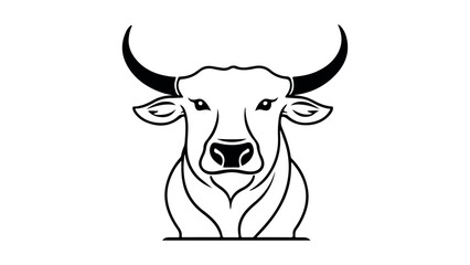 vector illustration of a cow line art on white background, simple cute cow head vector illustration