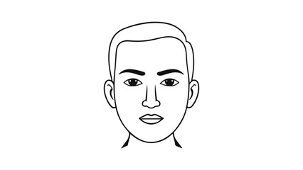 simple portrait of a man line art, simple line art of a person face with normal expression vector illustration