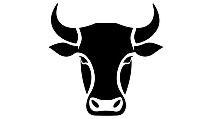 simple black shape icon of a cow sign, black and white cow head sign icon symbol