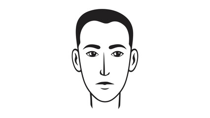 simple person face black and white shape vector illlustration