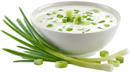 Fresh Creamy Scallion Dip in White Bowl