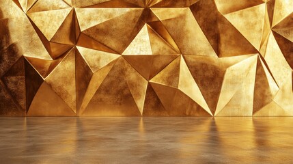 Golden geometric wall and floor texture.
