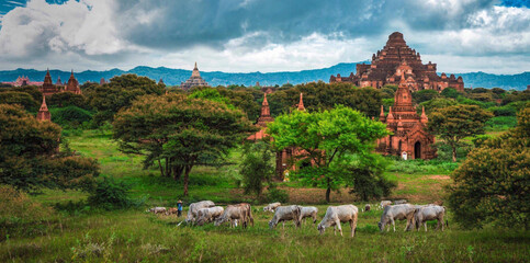 Pagodas and temples of Bagan, in Myanmar, formerly Burma, a world heritage site