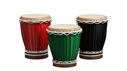 Colorful drums with transparent background for artistic projects