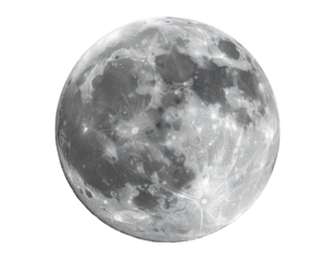 Full Moon with Crater Detail and Soft Glow, Realistic Texture, Transparent Background PNG