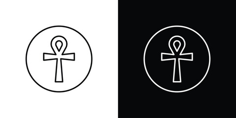Ankh icon vector logo outline. thin line symbols