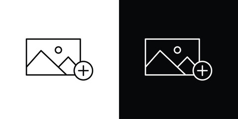 Add photos icon vector logo outline. thin line symbols