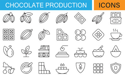 Chocolate Industry Process Illustrated in Vector Icons