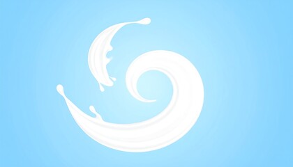 Fototapeta premium Milk splash swirl on light blue backdrop.