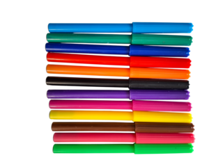 Set of colorful felt-tip pens for drawing and coloring. Crayons 